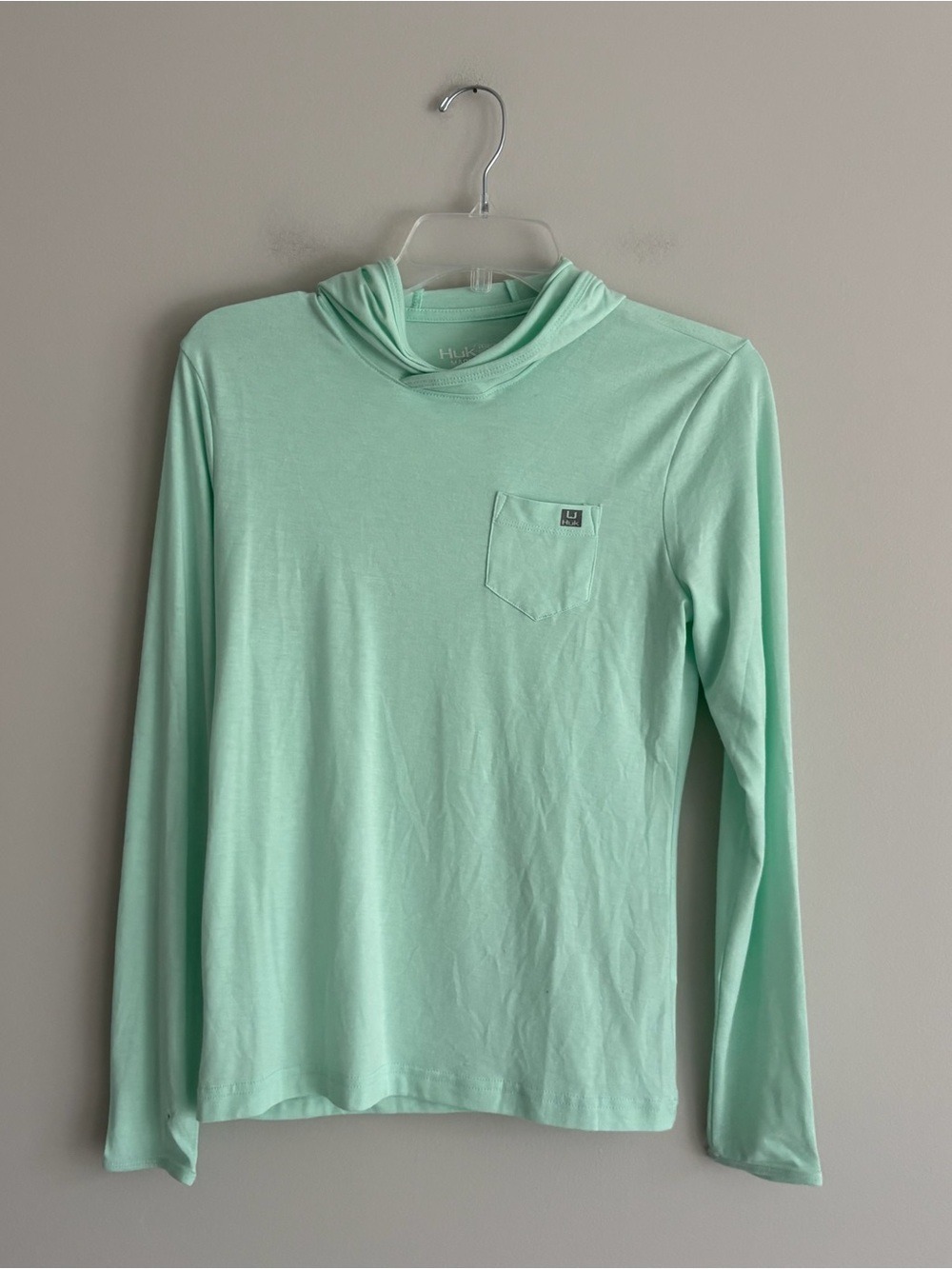 Huk Womens Mint Green Lightweight Performance Hoodie Shirt Size S